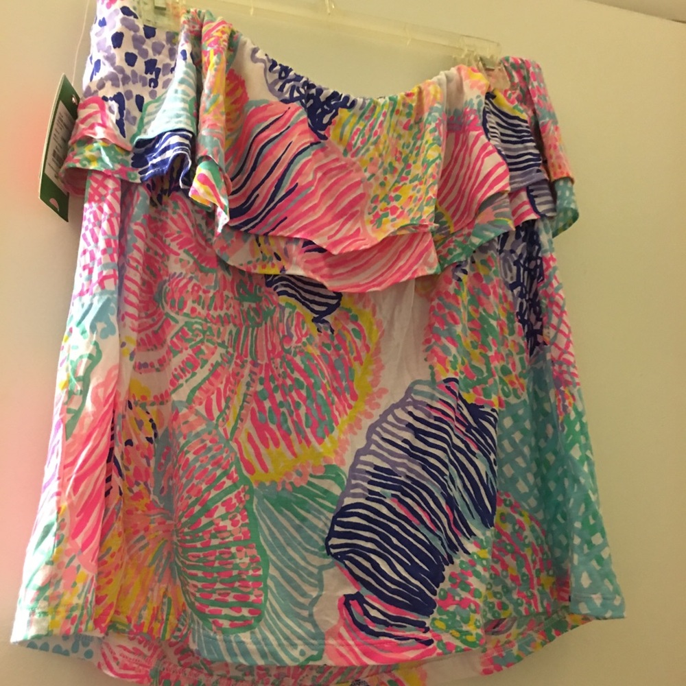 Lilly Pulitzer Roar of the Seas ruffle tube top xl